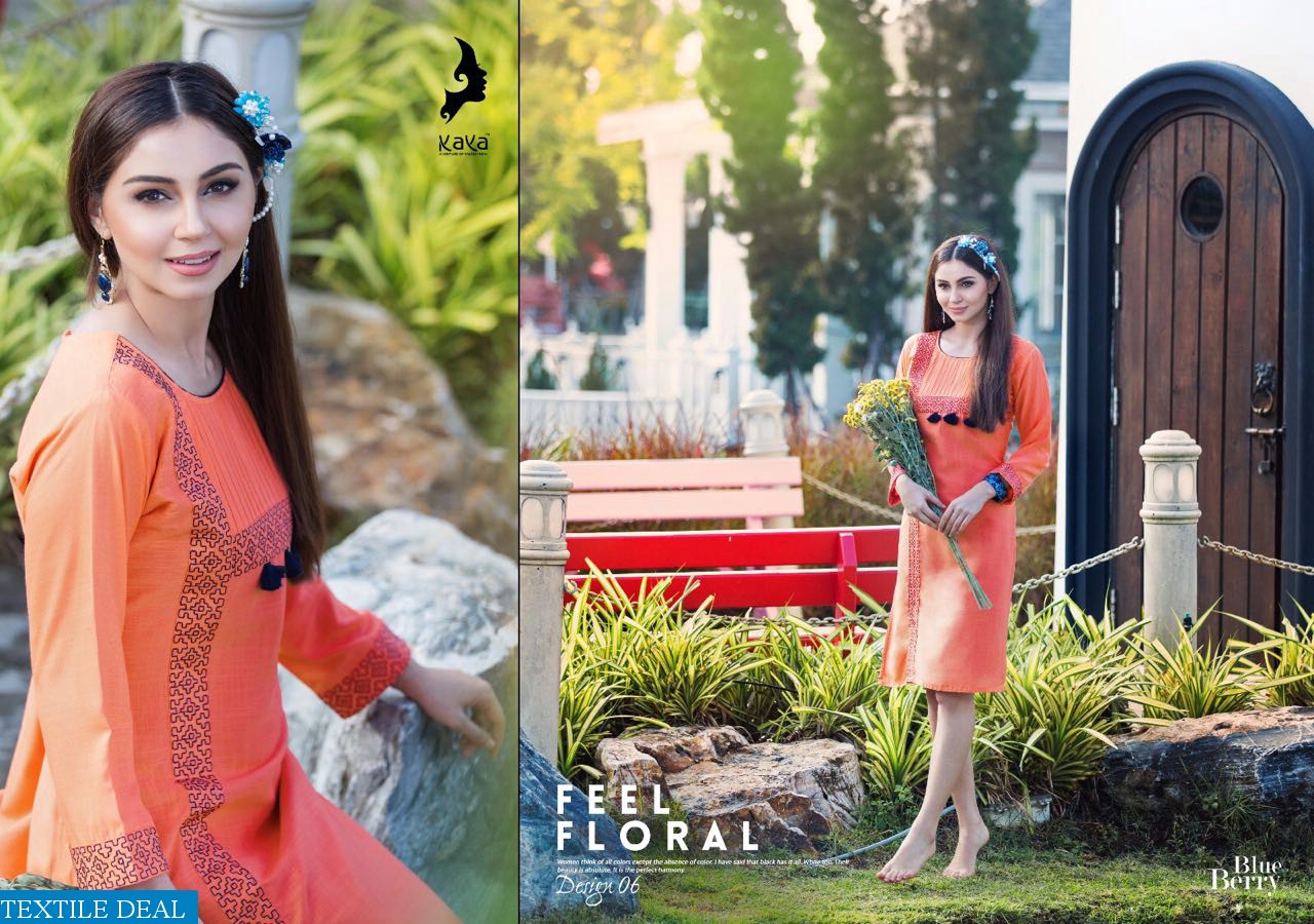 kaya Blueberry Wholesale Embroidered kurti Collection